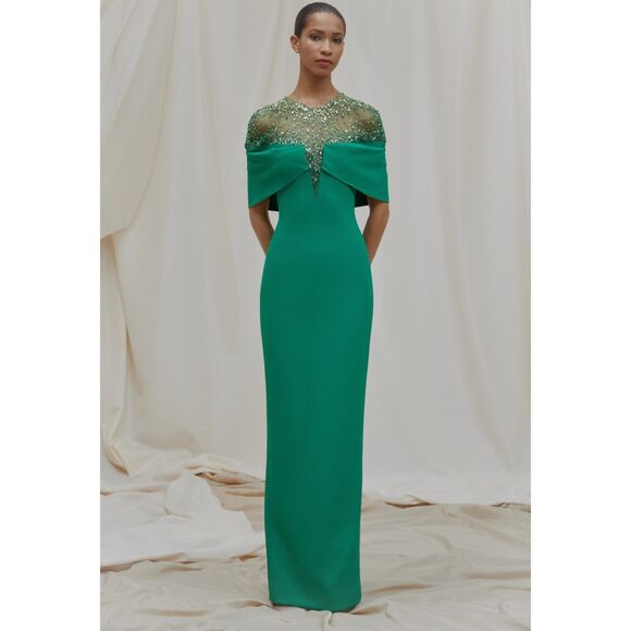 NWT Pamella Roland Embellished Crepe & Tulle Gown Size 14 $5,995